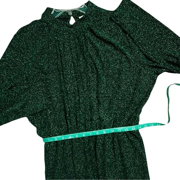 Y.A.S. NWT Green Glitter Long Sleeve Ruched Front Midi Dress XXL - Picture 13 of 16